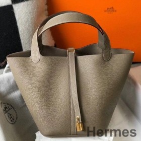 Hermes Picotin Lock 22 Bag In Tourterelle Clemence Leather