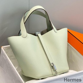 Hermes Picotin Lock 22 Bag In Vert Fizz Clemence Leather