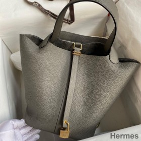 Hermes Picotin Lock 22 Handmade Bag in Etain Clemence Leather