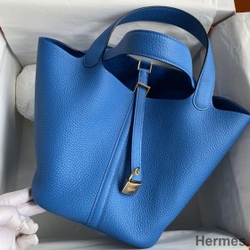 Hermes Picotin Lock 22 Handmade Bag in Mykonos Clemence Leather