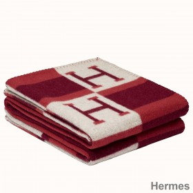 Hermes Red Avalon Bayadere Throw Blanket