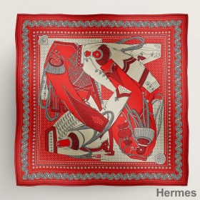 Hermes Red Zouaves et Dragons Bandana Shawl 140