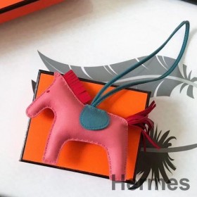 Hermes Rodeo Horse Bag Charm In Pink/Blue/Red Leather