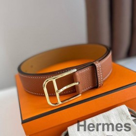 Hermes Romain 35MM Belt in Gold Clemence Leather