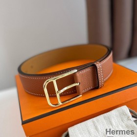 Hermes Romain 35MM Belt in Gold Clemence Leather