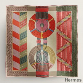 Hermes Rose/Naturel Dressage Tressage Shawl 140