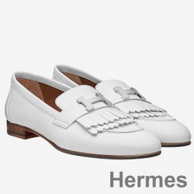 Hermes Royal Loafers In White Calfksin