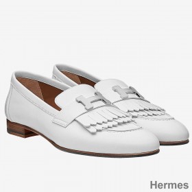 Hermes Royal Loafers In White Calfksin