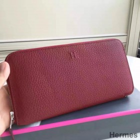 Hermes Ruby Clemence Azap Zipped Wallet