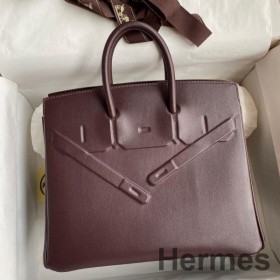 Hermes Shadow Birkin 25 Limited Edition Bag In Chocolat Swift Calfskin