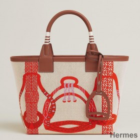 Hermes Steeple 25 Bag in H Plume Canvas with Fantaisie d'Etriers