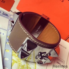 Hermes Taupe Epsom Collier de Chien Bracelet Size S