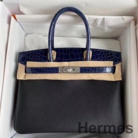 Hermes Touch Birkin 30 Bag In Noir Shiny Niloticus Crocodile Skin
