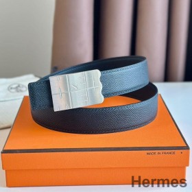 Hermes Typo Reversible Belt 32MM in Black Epsom Calfskin