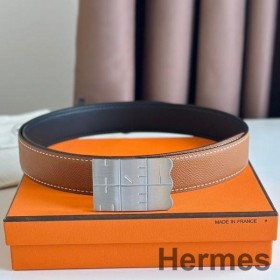 Hermes Typo Reversible Belt 32MM in Gold Epsom Calfskin