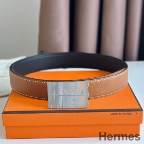 Hermes Typo Reversible Belt 32MM in Gold Epsom Calfskin