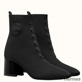 Hermes Volver 60 Ankle Boot In Black Knit