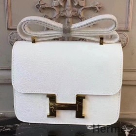 Hermes White Constance MM 24cm Epsom Leather Bag