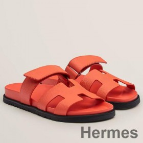 Hermes Women's Chypre Sandals In Orange Epsom Calfskin