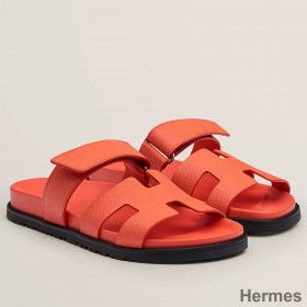 Hermes Women's Chypre Sandals In Orange Epsom Calfskin