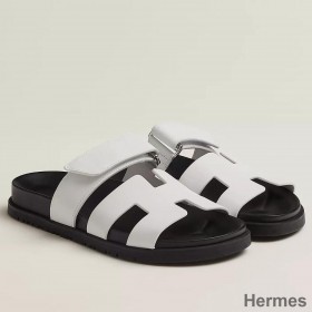 Hermes Women's Chypre Sandals In White Calfskin