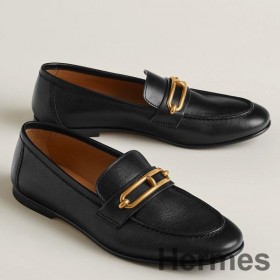 Hermes Women's Colette Loafers in Black Leather