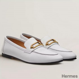 Hermes Women's Colette Loafers in White Leather