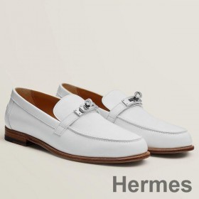 Hermes Women's Destin Loafers in White Leather