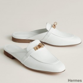 Hermes Women's Oz Mules in White Calfskin