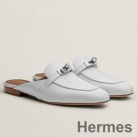 Hermes Women's Oz Mules in White Leather