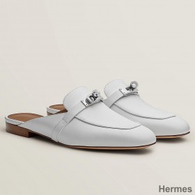 Hermes Women's Oz Mules in White Leather