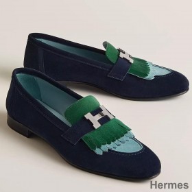 Hermes Women's Royal Loafers in Multicolor Suede Leather
