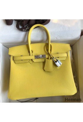 Hermes Birkin 25 Retourne Handmade Bag In Lime Swift Calfskin