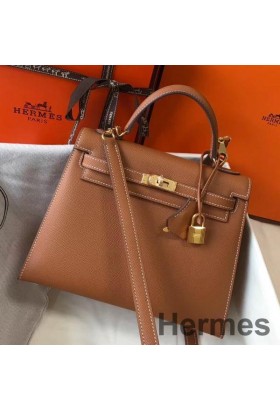Hermes Kelly 25cm Sellier Bag In Gold Epsom Leather