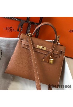 Hermes Kelly 25cm Sellier Bag In Gold Epsom Leather