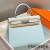 Hermes Kelly 25cm Sellier Bag In Blue Brume Epsom Leather