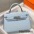 Hermes Kelly Mini II Bag In Blue Brume Epsom Leather PHW