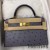 Hermes Kelly Mini II Handmade Bag In Gris Agate Ostrich Leather
