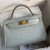Hermes Kelly Mini II Sellier Handmade Bag In Blue Glacier Matte Alligator Leather