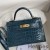 Hermes Kelly Mini II Sellier Handmade Bag In Blue Jean Shiny Alligator Leather