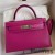 Hermes Kelly Mini II Sellier Handmade Bag In Rose Purple Chevre Mysore Leather