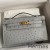 Hermes Kelly Pochette Handmade Bag In Blue Glacier Ostrich Leather