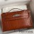 Hermes Kelly Pochette Handmade Bag In Gold Matte Alligator Leather