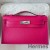 Hermes Kelly Pochette Handmade Bag In Rose Mexico Chevre Mysore Leather