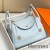 Hermes Lindy 26cm Bag In Blue Brume Clemence Leather GHW