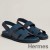 Hermes Men's Genius Sandals In Blue Calfskin