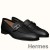 Hermes Men's Monterey Loafers In Black Calfskin