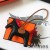 Hermes Rodeo Horse Bag Charm In Black/Camarel/Red Leather