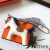 Hermes Rodeo Horse Bag Charm In White/Camarel/Blue Leather