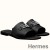 Hermes Villa Sandals In Black Calfskin